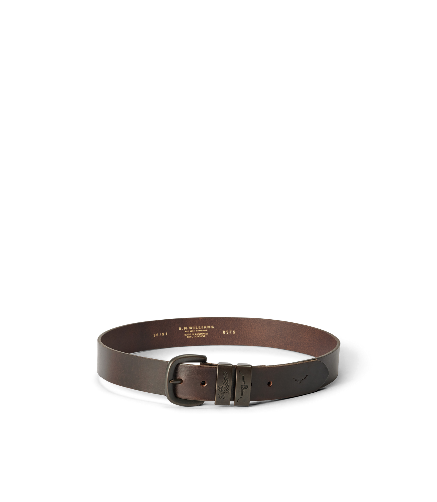 R.M.Williams - Drover Belt - Matt brown Hardware - Walnut