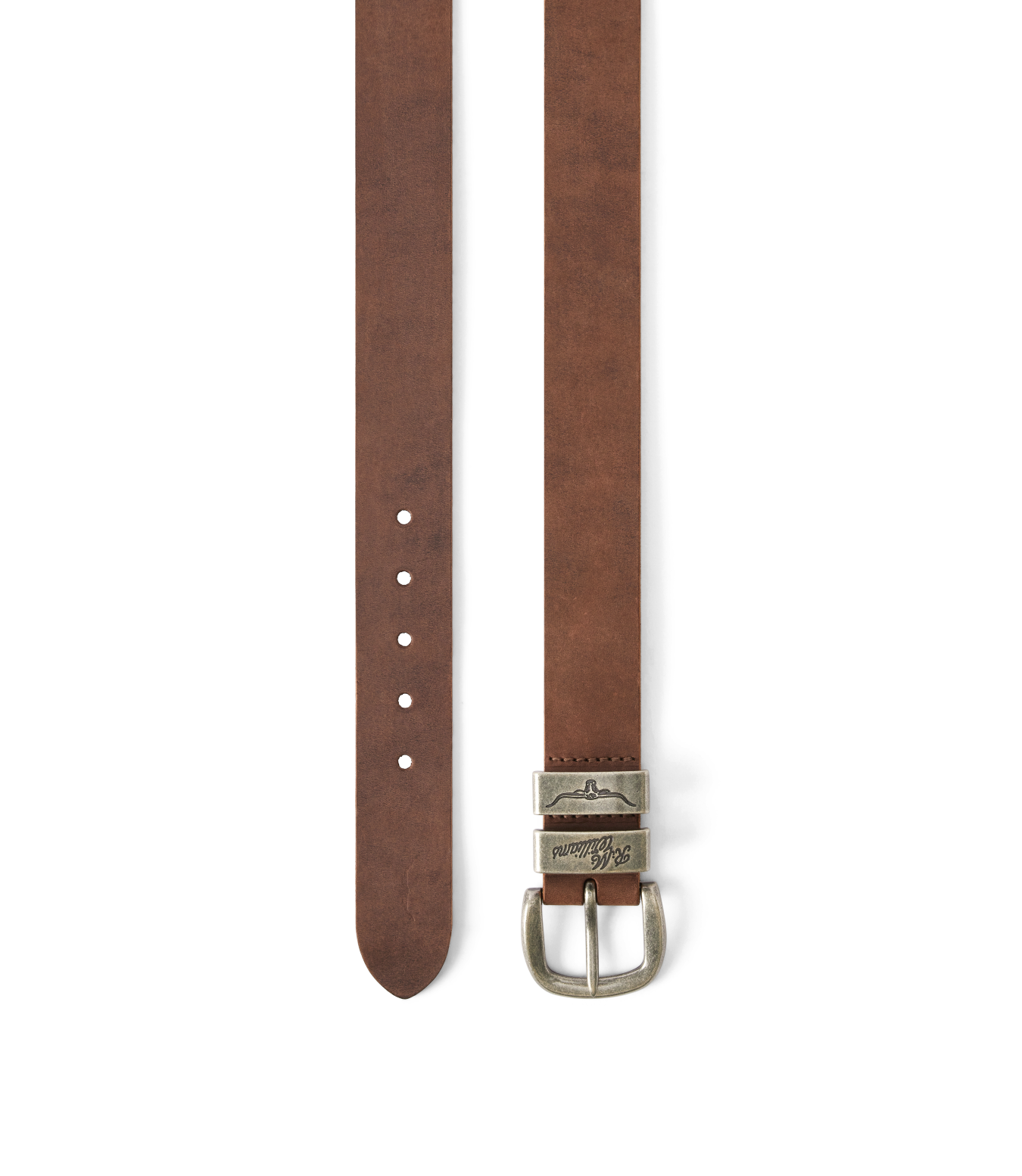 R.M.Williams - Drover Belt - Antique Nickel Hardware - Bark, showcasing the leather design and distinctive buckle.