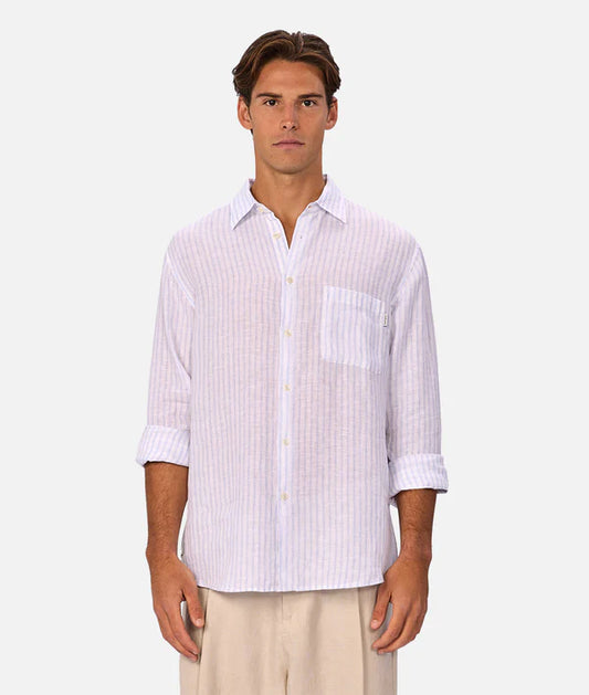 Industrie - The Baptiste Long Sleeve Shirt - White/Light Blue