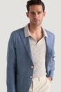 M.J.Bale - Beauford Jacket - Blue worn by a model, showcasing its elegant design and fit.