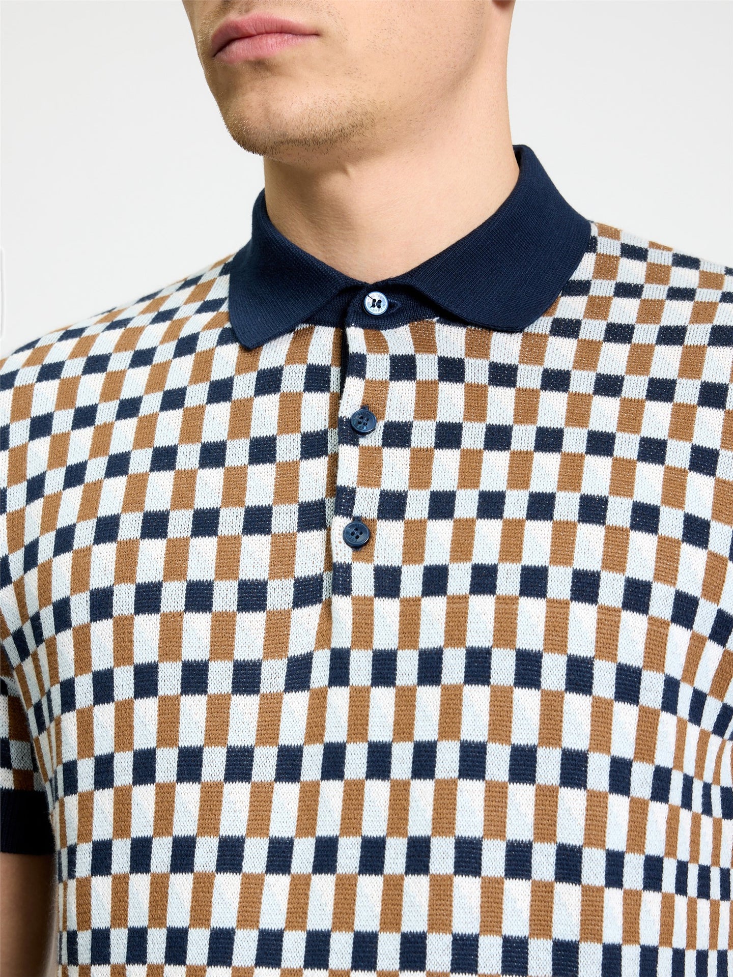 Ben Sherman - All Over Jacquard Knitted Polo - Dark Navy