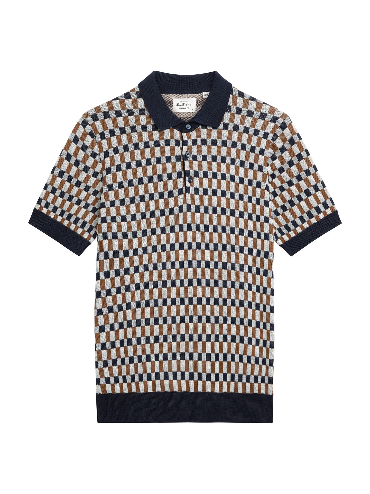 Ben Sherman - All Over Jacquard Knitted Polo - Dark Navy