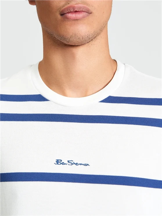 Ben Sherman - Pique Stripe Tee - Snow White
