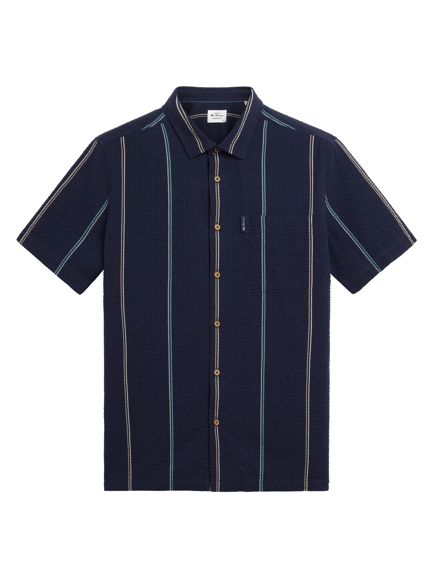 BENB1013449  - Ben Sherman - Seersucker Stripe Shirt - Dark Navy