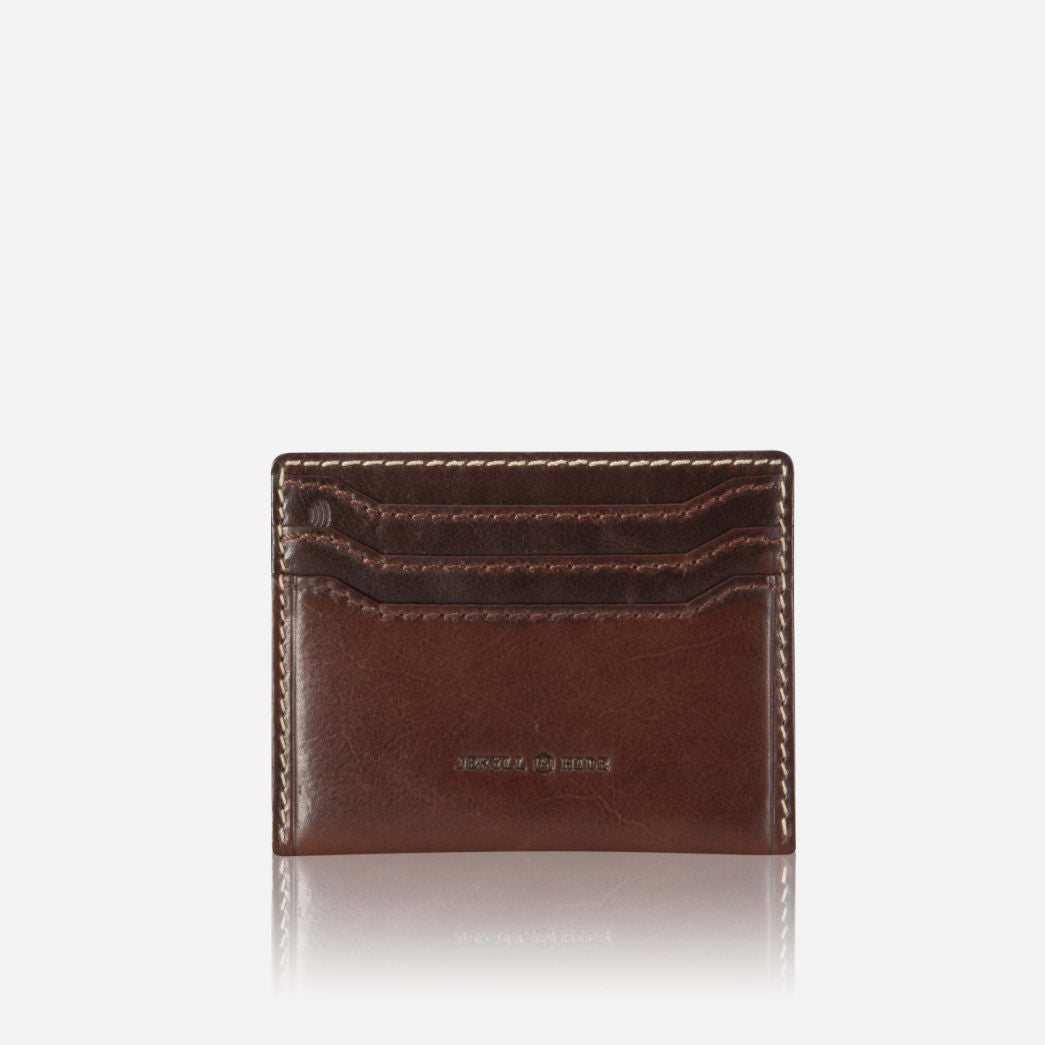 Jekyll and Hide - Leather Card Holder - Black | Mocha | Tan showcasing a minimalist design in rich brown leather.