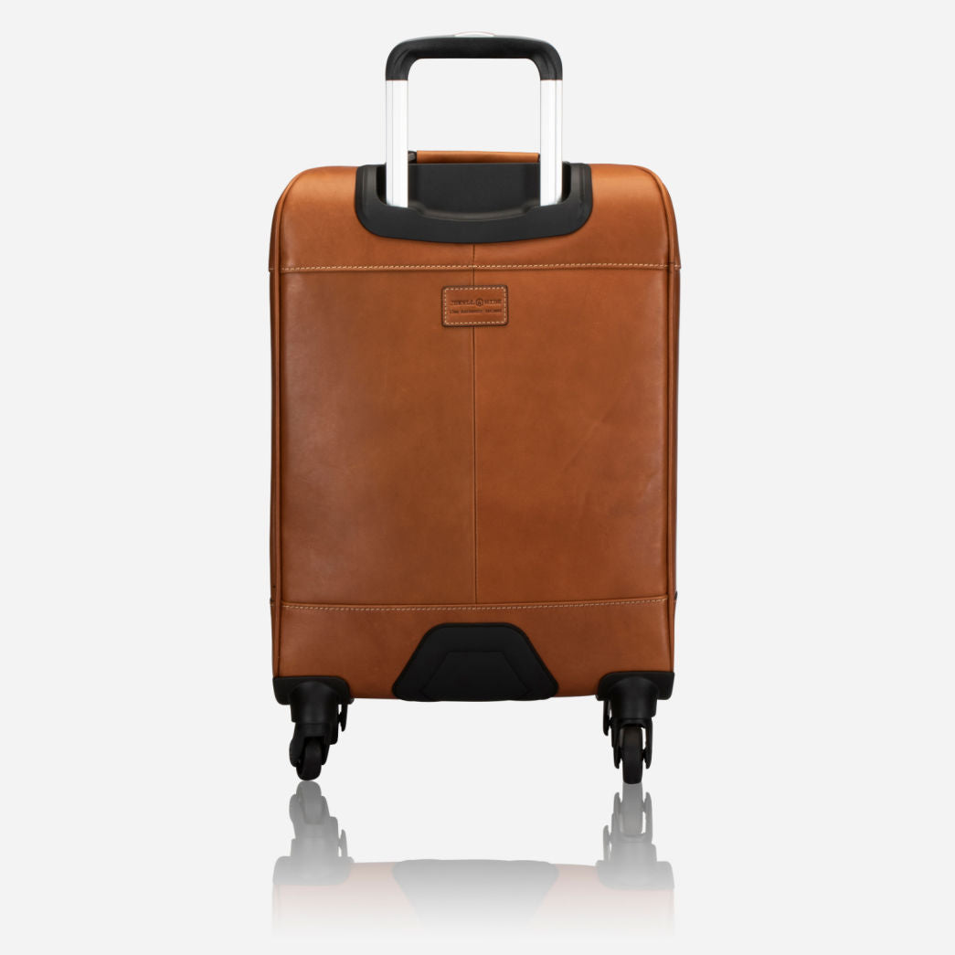 Jekyll and Hide - 4 Wheel Cabin Trolley 50cm - Colt - OVERSIZE PARCEL in stylish brown leather finish.