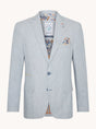 A Fish Named Fred - Linen Blazer - Stripe - Blue & White featuring a tailored fit and playful printed lining.