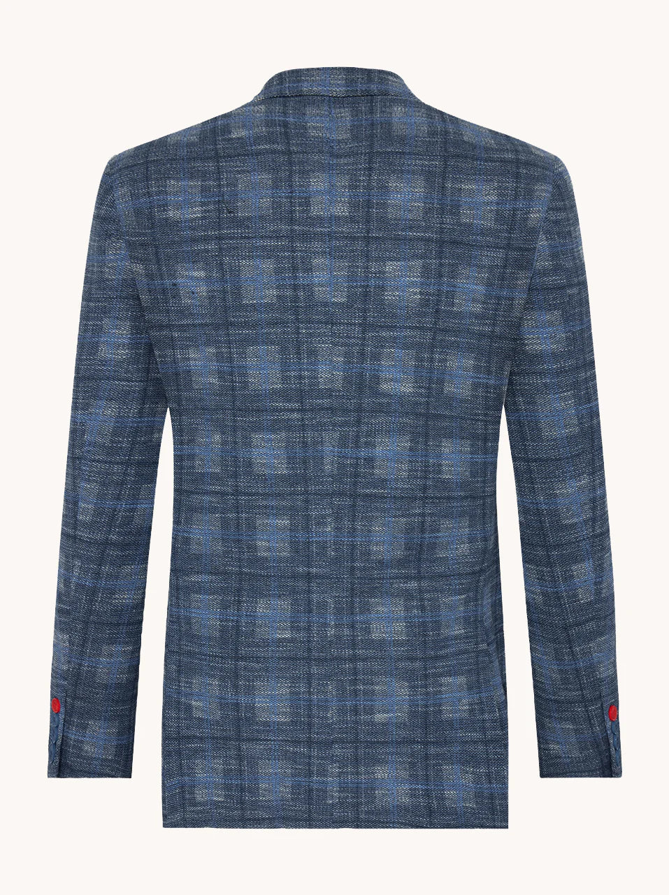 A Fish Named Fred - Big Check Blazer - Cobalt Blue showcasing the unique large-check pattern from the back.