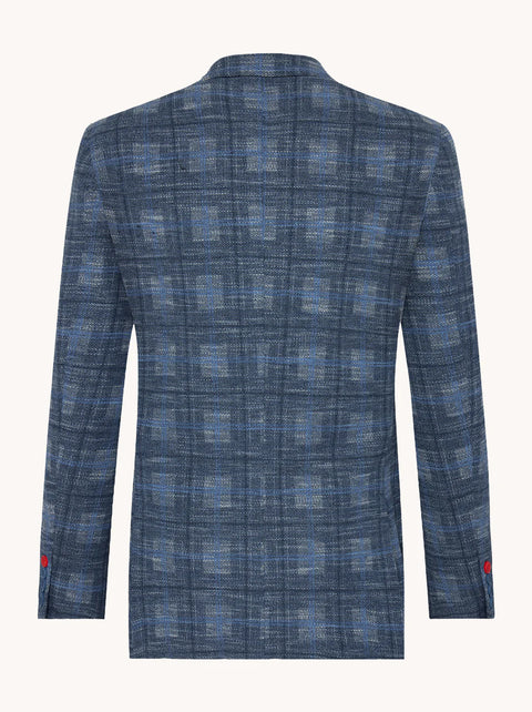 A Fish Named Fred - Big Check Blazer - Cobalt Blue showcasing the unique large-check pattern from the back.