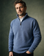 Ansett Clothing - Half  Zip Wool/Cashmere Pullover - Jersey Blue