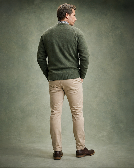 Ansett Clothing - Lambswool Crew Neck Jumper - Thyme Green