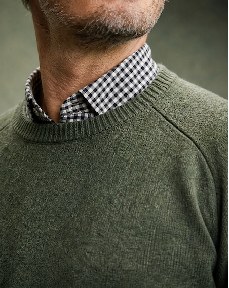 Ansett Clothing - Lambswool Crew Neck Jumper - Thyme Green