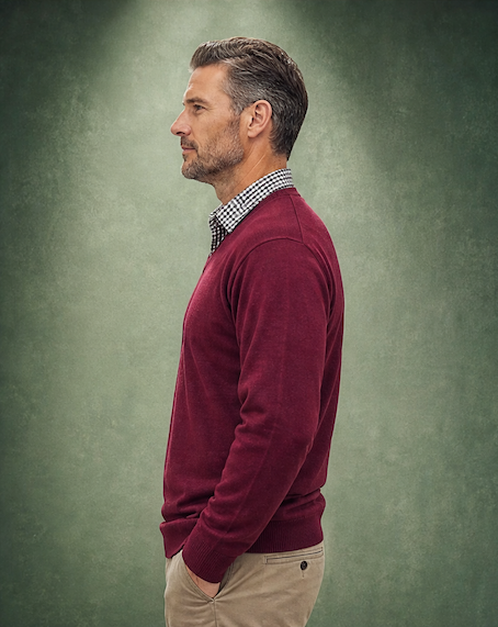 Ansett Clothing - Superwash V Neck Wool Jumper - Burgundy