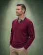 Ansett Clothing - Superwash V Neck Wool Jumper - Burgundy