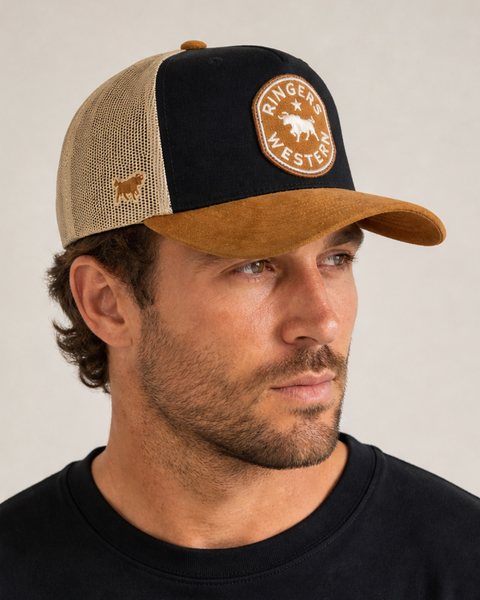 Ringers Western - Outback Hide Roadhouse Trucker Cap - Black/Dusty Blue