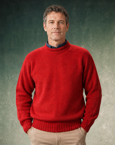 Ansett Clothing - Pure Wool Crew Neck Jumper - Berry