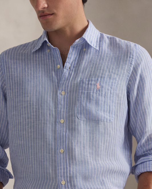 Polo Ralph Lauren - Custom Fit Linen Shirt - Striped - Harbour Blue