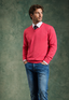 Ansett Clothing - Fine Weight Merino Wool V-Neck Jumper - Raspberry