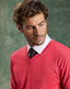 Ansett Clothing - Fine Weight Merino Wool V-Neck Jumper - Raspberry