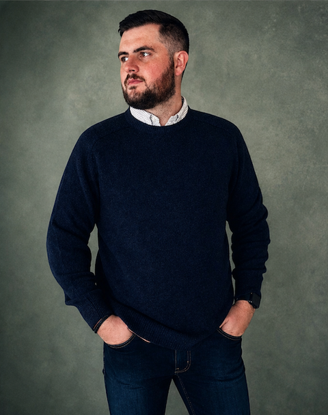 Ansett Clothing - Lambswool Crew Neck Jumper - Blue