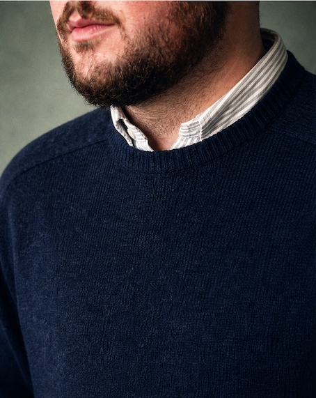 Ansett Clothing - Lambswool Crew Neck Jumper - Blue