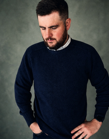 Ansett Clothing - Lambswool Crew Neck Jumper - Blue