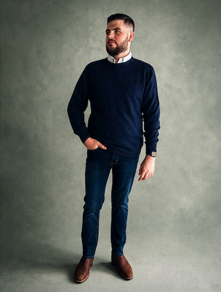 Ansett Clothing - Lambswool Crew Neck Jumper - Blue
