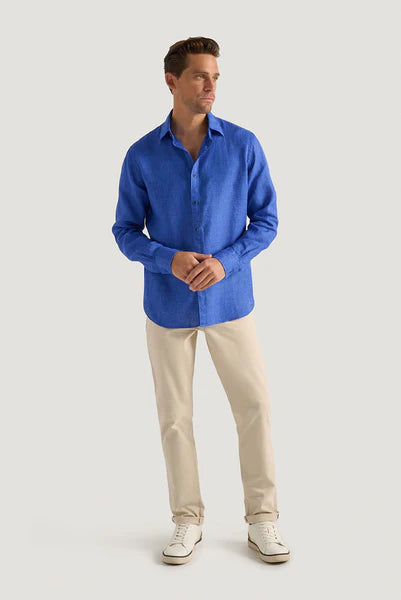 M.J. Bale - Bradfield Linen Shirt - Sardinia Blue