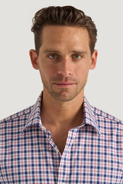 M.J. Bale - Byrne Oxford Shirt - White/Navy/Red