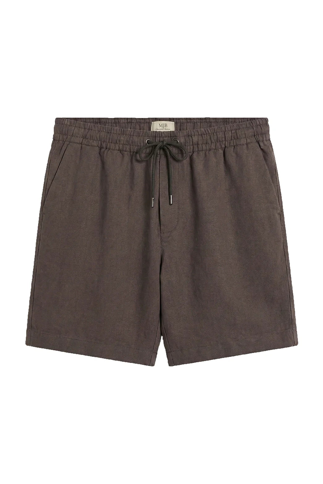 M.J. Bale - Byron Linen Blend Short - Brown, featuring an elasticated waistband and functional pockets.