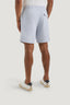 M.J. Bale - Byron Linen Blend Short - Stripe - Blue & White shown from the back, featuring elasticated waistband and side pockets.