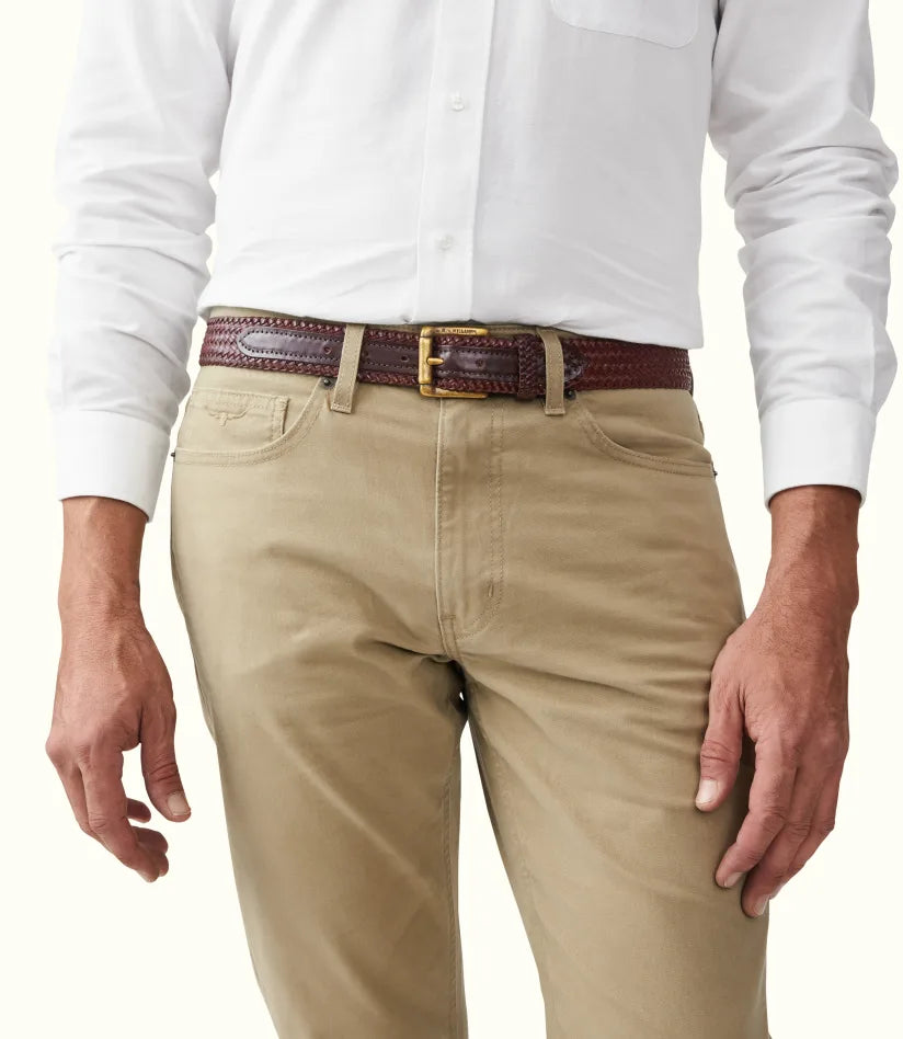 R.M.Williams - Slim Plaited Buckle Belt Kangaroo Leather - Brown