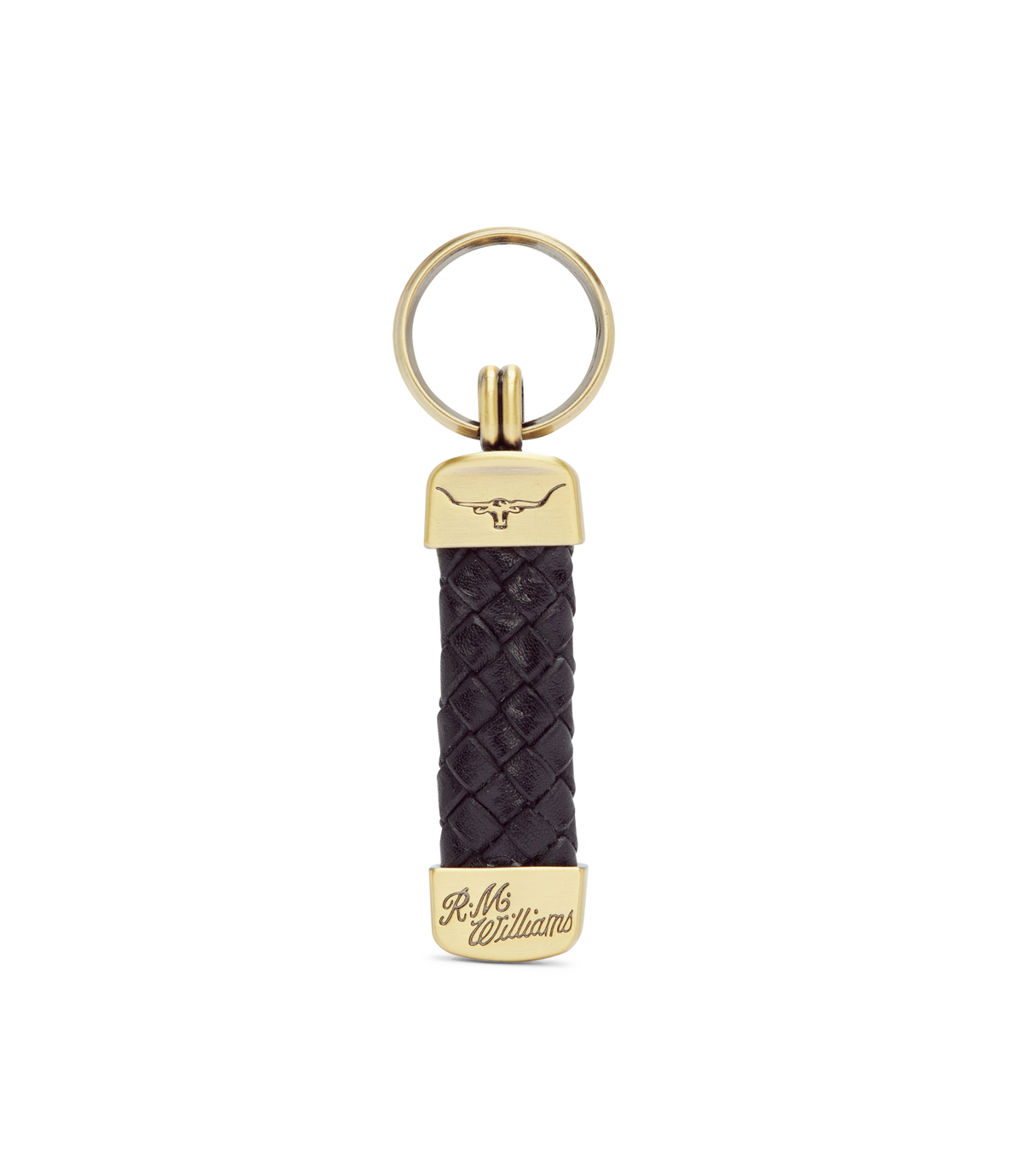 R.M.Williams - Plaited Keyring - Brass Tone Fittings - Black