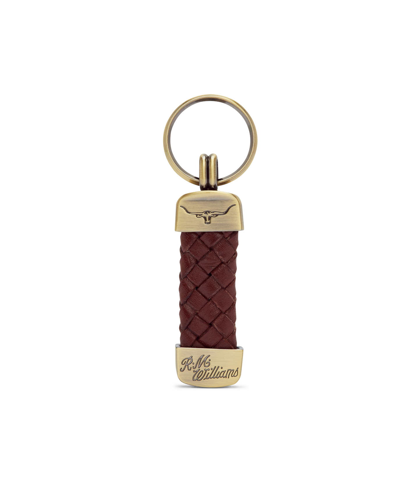 R.M.Williams - Plaited Keyring - Brass Tone Fittings - Brown