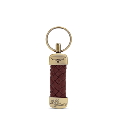 R.M.Williams - Plaited Keyring - Brass Tone Fittings - Brown