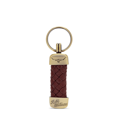 R.M.Williams - Plaited Keyring - Brass Tone Fittings - Brown