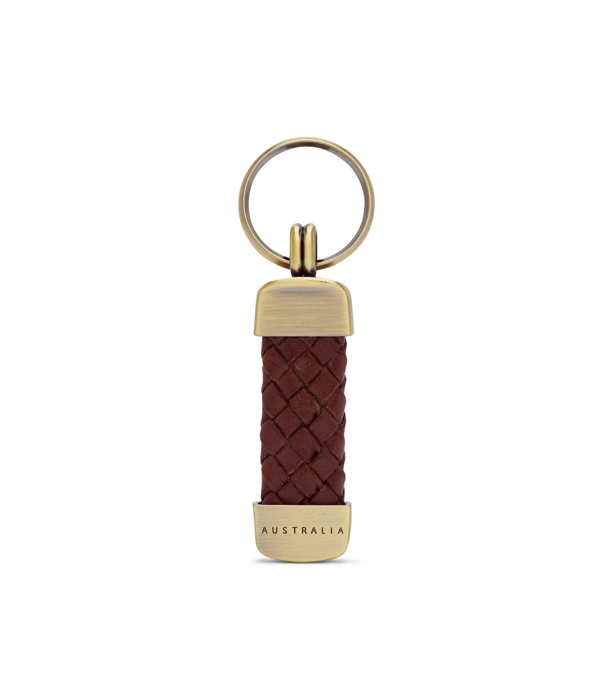 R.M.Williams - Plaited Keyring - Brass Tone Fittings - Brown