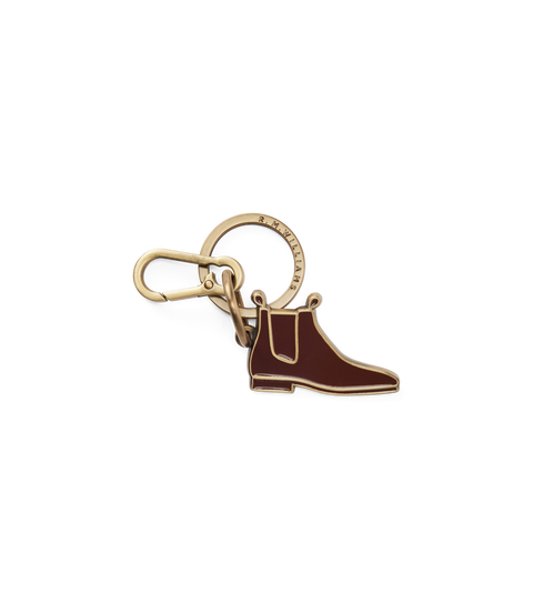 R.M.Williams - Heritage Boot Enamel Keyring - Chestnut featuring a stylish boot design with brass hardware.