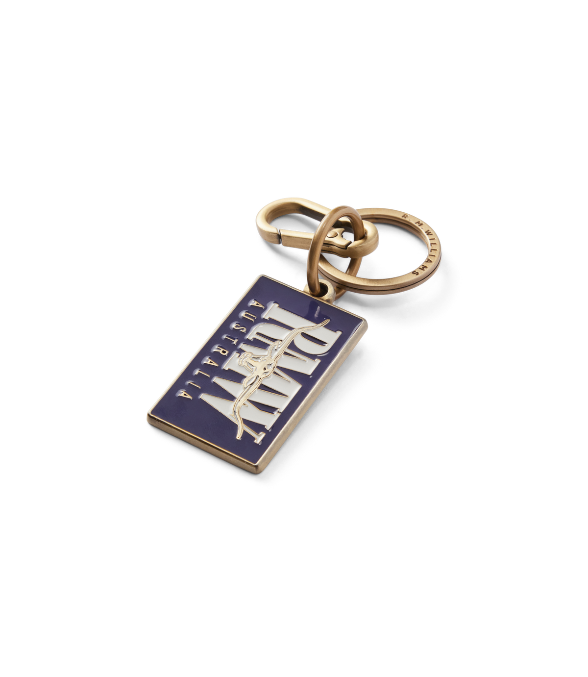 R.M.Williams - Heritage Logo Enamel Keyring - Navy featuring a classic logo design and durable construction.