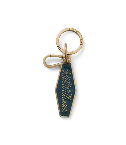 R.M.Williams - Rope Logo Enamel Keyring - Pine showcasing a sleek enamel finish and iconic rope logo.