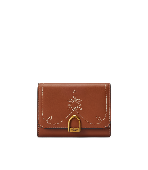R.M.Williams - Eden Stitched Mini Wallet - Tan, featuring elegant leather with stirrup-inspired hardware and stitching.