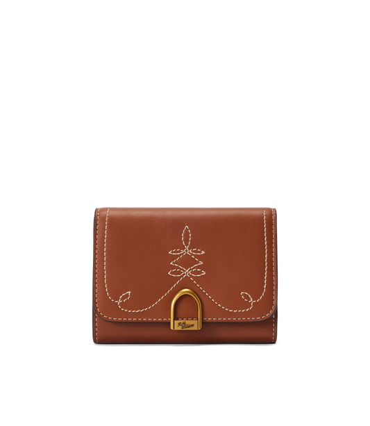 R.M.Williams - Eden Stitched Mini Wallet - Tan, featuring elegant leather with stirrup-inspired hardware and stitching.