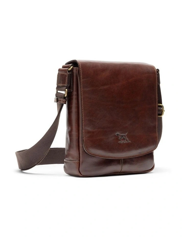 Rodd & Gunn - Cambridge Mini Messenger Bag - Chocolate, crafted from rich European leather with adjustable strap.