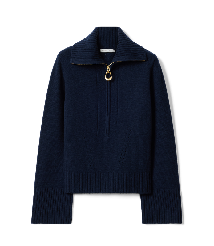 R.M.Williams - Casuarina Lambswool Zip Knit - Navy