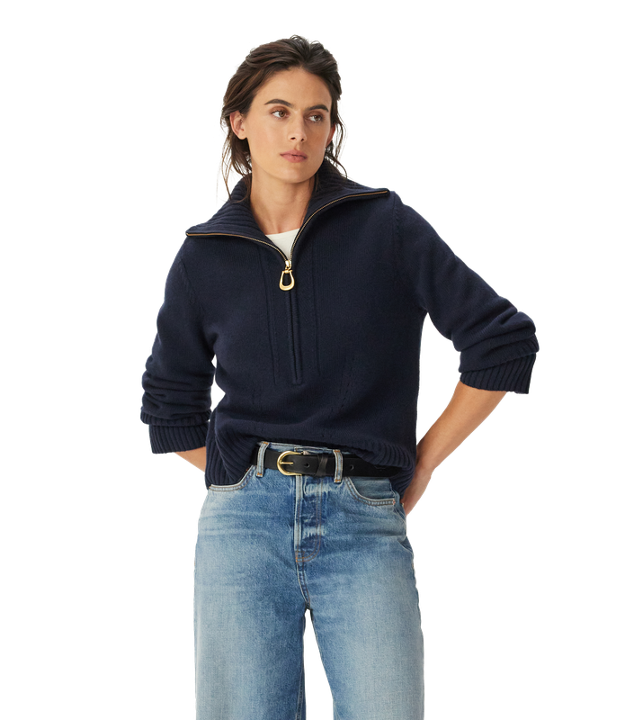 R.M.Williams - Casuarina Lambswool Zip Knit - Navy