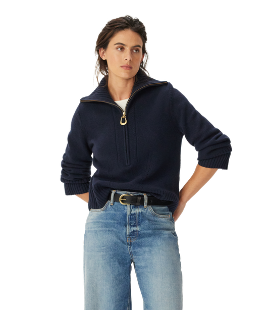 R.M.Williams - Casuarina Lambswool Zip Knit - Navy