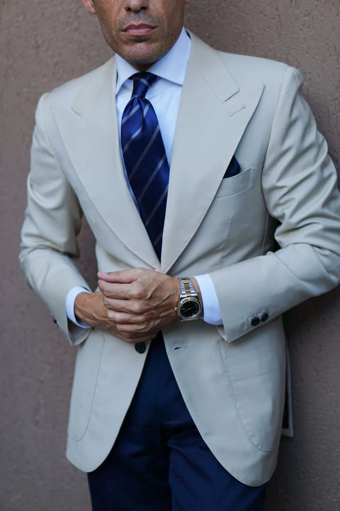 OTAA - Pencil Stripe Tie - Navy with Charcoal Grey