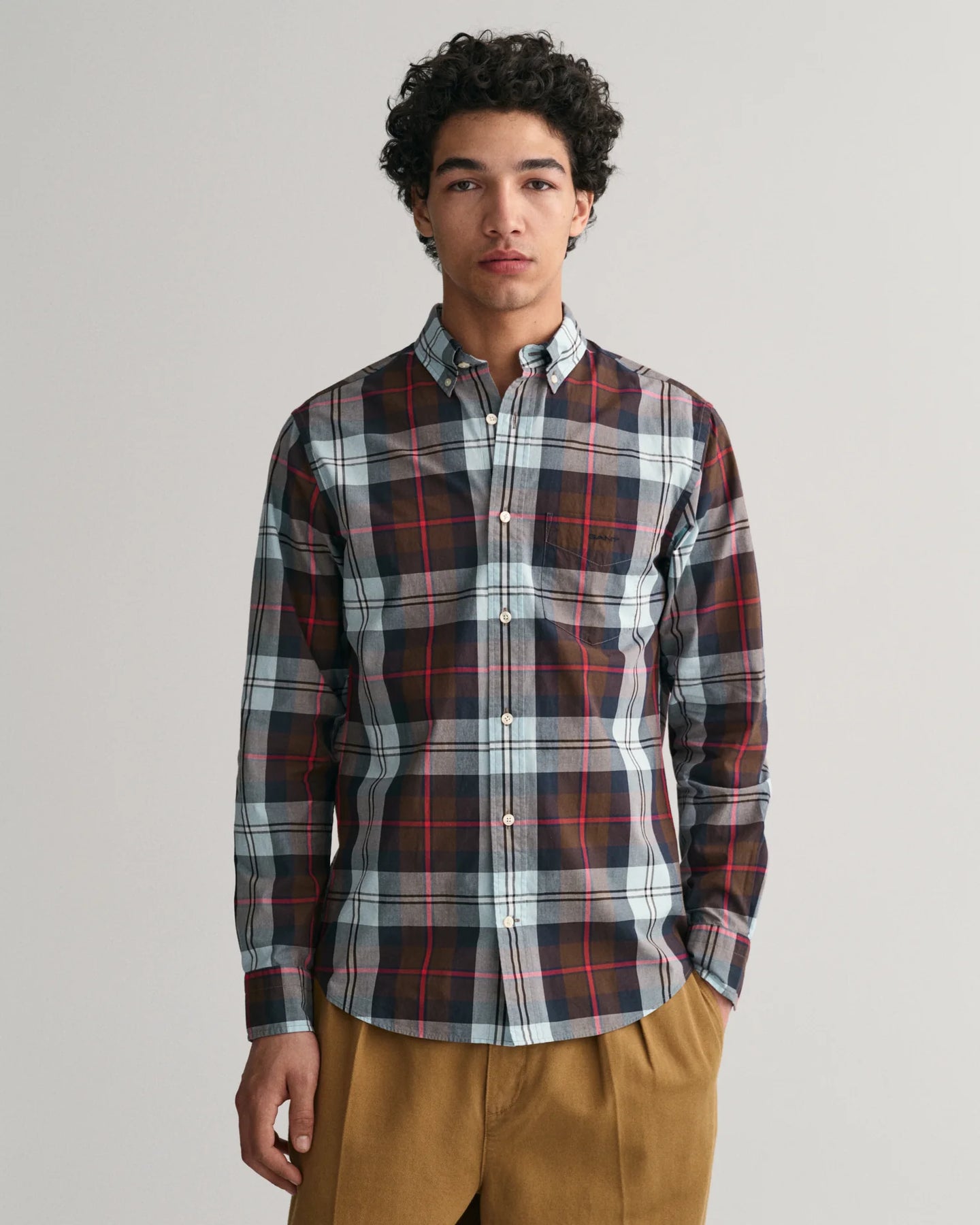 GANT - Poplin Shirt - Check - Rich Brown