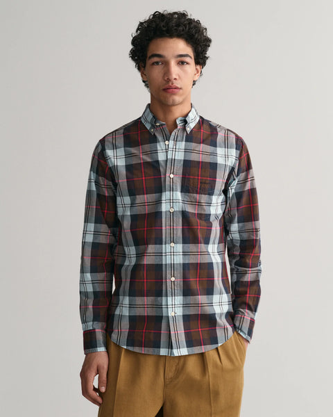 GANT - Poplin Shirt - Check - Rich Brown