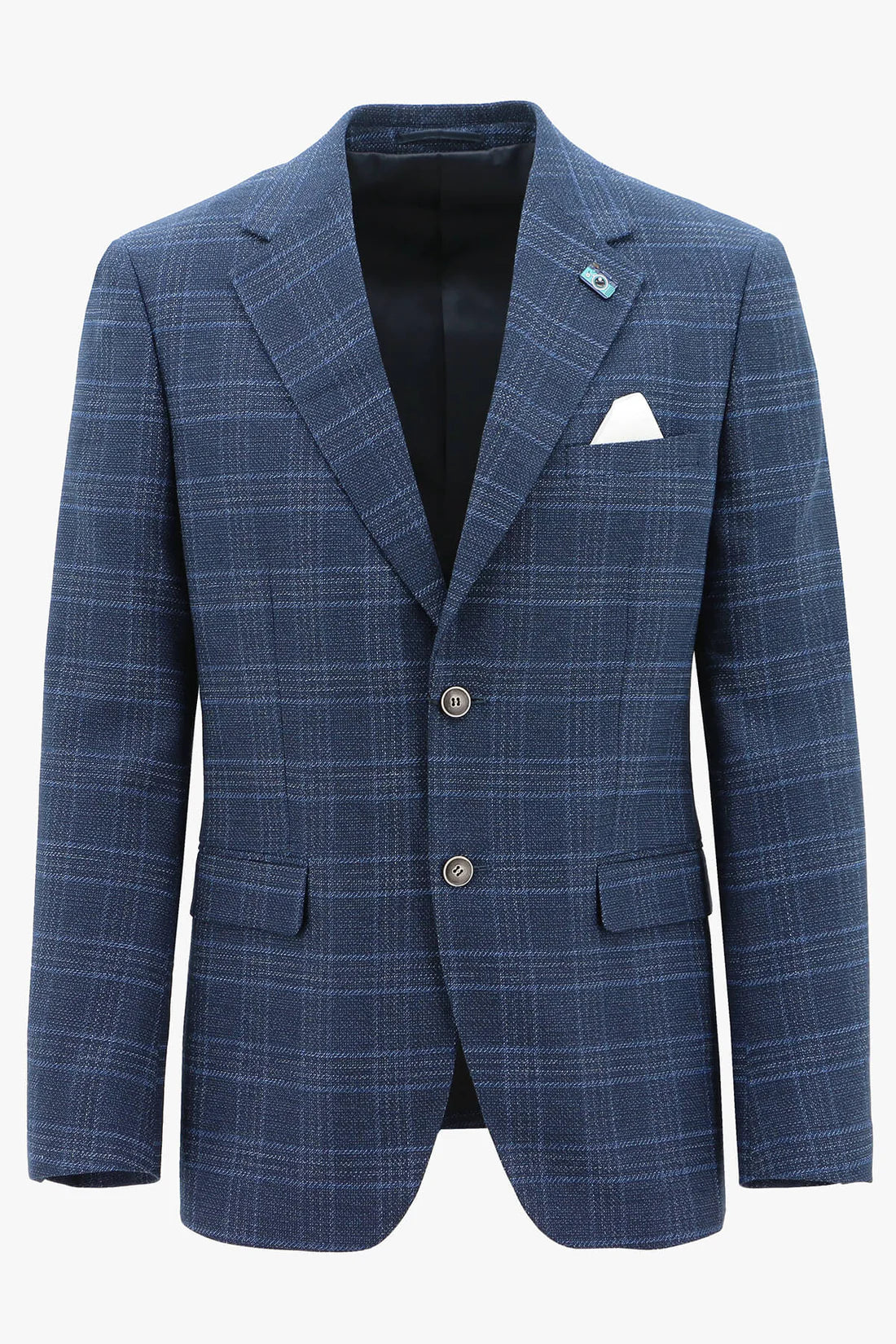Christian Brookes - Turin Check Sportscoat - Blue featuring a refined check pattern and classic tailored design.